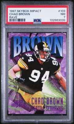 1997 Skybox Impact CHAD BROWN Steelers RAVE 148/150 Rare 103 PSA 7 Total Pop 1 - Image 1 of 2