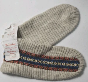 NEU Handmade Gr. 37-39? Carina Design Woll Slipper Slipper Finnland Neu mit Etikett Beige Blau - Bild 1 von 8