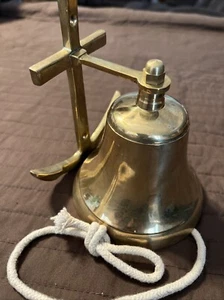 Ship Anchor Brass Door Hanging Bell Nautical Wall Decor - Picture 1 of 10