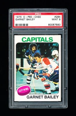 1975 OPC HOCKEY 284 GARNET BAILEY PSA 9 MINT CAPITALS - Image 1 of 3