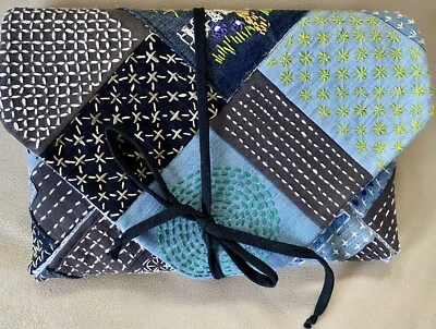 iPad Case Sleeve Cover Sashiko Embroidered Fabric Boro Patchwork Textile Art - Image 1 of 4