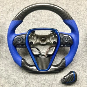 Toyota camry 2018 + XSE V6 V4 Real Carbon fiber Steering wheel XV70 SE BLUE - Picture 1 of 1