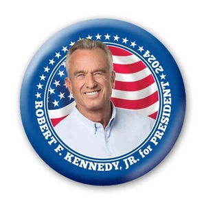 Robert F Kennedy Jr 2024 Button - large 3" Pin - Blue Border with American Flag - Picture 1 of 4