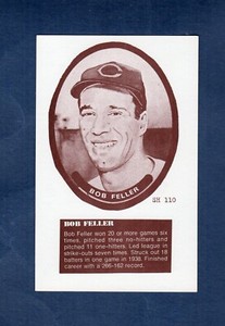 #SH-110 BOB FELLER, Indians | 1975 Sport Hobbyist 3-1/2"X 5" card BLANK BACK