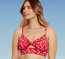 Beach Betty Womens Bikini Top Swim Bathing Suit M 6 8 Floral Red White Tie NWT