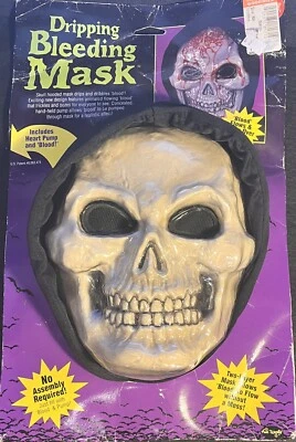 Vintage Skull Mask Bleeding Dripping Blood Heart Pump Halloween Fun World 90’s - Image 1 of 4