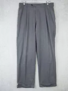 Hart Schaffner Marx Mens 32x30 Gray Pleated Straight Leg Wool Dress Pants - Picture 1 of 6