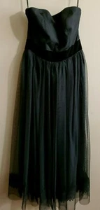 Vera Wang Gown Dress Strapless US 4 Black Silk Toole Lace Midi Length Boning NEW - Picture 1 of 9