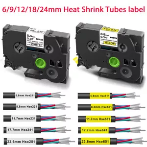 Label Tape Heat Shrink Tube Hse-231 621 for Brother P-Touch Label Maker,6mm-24mm - Picture 1 of 19