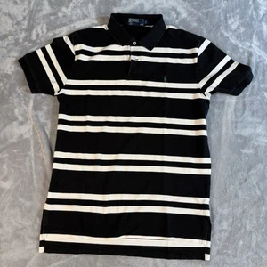 Ralph Lauren Polo Shirt Adult Large Black White Pony Outdoors Cotton Preppy Men - Picture 1 of 7