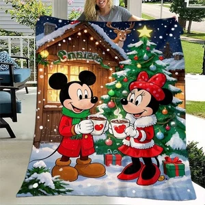 Cute Mickey & Mouse Couple Chistmas Hot Cocoa Home Sweet Home Holiday Blanket - Picture 1 of 5