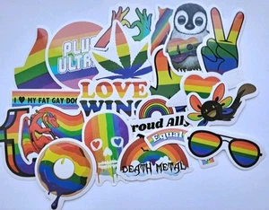 Gay Pride Stickers Set 20x LGBTQ + Waterproof Sticker Bundle Pride Rainbow Flag - Picture 1 of 3