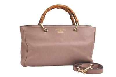 Auténtico Bolso de Mano GUCCI Bambú Shopper Mediano 2 Vías Cuero 323660 Rosa 3631N Foto 1 de 4
