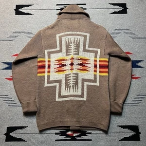 Vintage 70s Pendleton High Grade Western Wear Wool Aztec Shawl Sweater Sz M - Picture 1 of 9