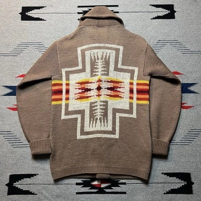Vintage 70s Pendleton High Grade Western Wear Wool Aztec Shawl Sweater Sz M - Image 1 of 4