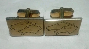Swank Two Horses Running Equine Animal Vintage Cufflinks Ad - Picture 1 of 6