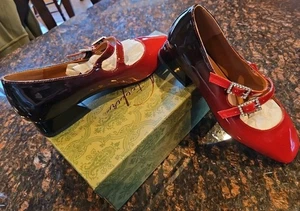 Zapatos Mary Jane estilo charol hombre rojo - hebilla de estrás - talla 8 nuevos en caja - Imagen 1 de 7