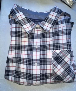 Tommy Hilfiger Herren rot weiß blau kariert LS Knopfleiste Baumwolle Gaze Hemd XL Prep - Bild 1 von 8