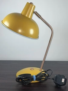 Vintage Bauhaus Style Mustard Brushed Copper Anglepoise Bedside Table Lamps - Picture 1 of 19
