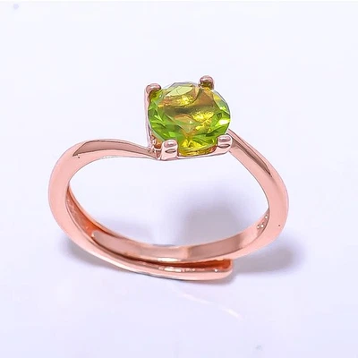 Anillo chapado en oro rosa joyería piedras preciosas peridoto chapado en plata s.Adjst RC7377-12 Foto 1 de 4