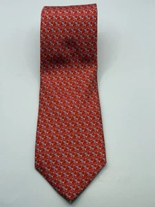 Robert Jensen Krawatte rot geometrisches Muster 100% Seide handgenäht Made in Italy - Bild 1 von 4