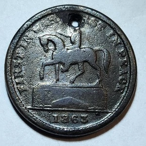 1863 Civil War Token Furst In War First In Peace "Union Forever" Holed - Picture 1 of 2