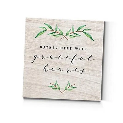  Arte de pared, Navidad encantadora y 16L" x 16W" reunirse aquí con corazones agradecidos Foto 1 de 4