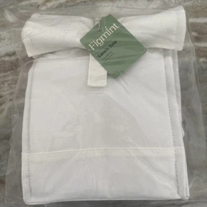 Figmint White Cotton Shell Insulated Liner Zippered Lunch Tote Bag NWT - Picture 1 of 3