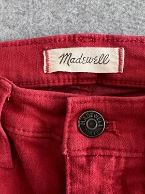 Pantalones Madewell para mujer talla 26 rojos 10” tiro alto ajustados algodón años 90 ambiente hipster Foto 1 de 4