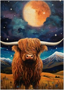 Sternennacht Highland Kuh Puzzle 300/500/1000 Teile - Bild 1 von 3