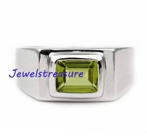 Natural Peridot Gemstone with 925 Sterling Silver Ring for Men's #4930 - Picture 1 of 7