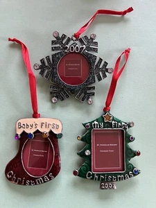 St. Nicholas Square Set of 3 Christmas Ornament Photo Frames 2007 NEW - Picture 1 of 2