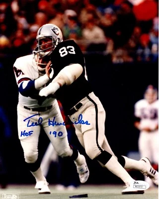Ted Hendricks Raiders HOF'er Signed& Inscribed HOF 90 8x10 photo w/JSA COA - Image 1 of 2