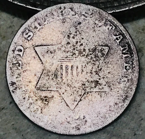 1853 Three Cent Silver Piece Trime 3c Type 1 Ungraded Worn US Coin CC17364 Cover