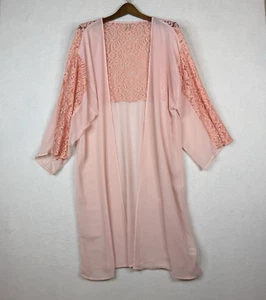 Damen Free to Fly Kimono, Cover Up, 3/4 Arm, Boho.  Spitzeneinsatz, Pfirsich, L - Bild 1 von 10