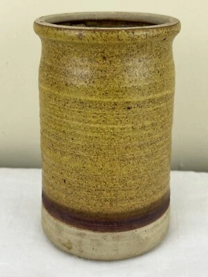 VINTAGE 1970s "FUSION" Pottery signed brown glazed studio pottery vase MCM - Image 1 of 4