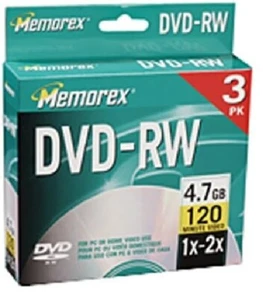 Memorex 4.7GB 2X DVD-RW Media (3-Pack) - Picture 1 of 1
