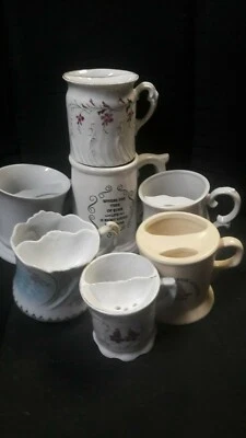 Varie tazze da barba vintage con barra di riposo porta navetta SPEDIZIONE GRATUITA - Immagine 1 di 2