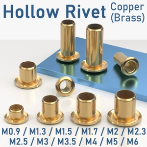 M0.9 ~ M6 Hollow Rivets Copper Brass Eyelets Tubular Through Nut Hole Grommets - Picture 1 of 7