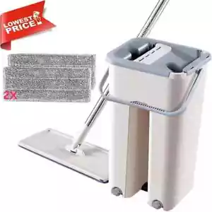 360° MAGICAL Mop und Eimer Set Multifunktional Waschen & Trocknen Flach Squeeze +2 Pads - Bild 1 von 10