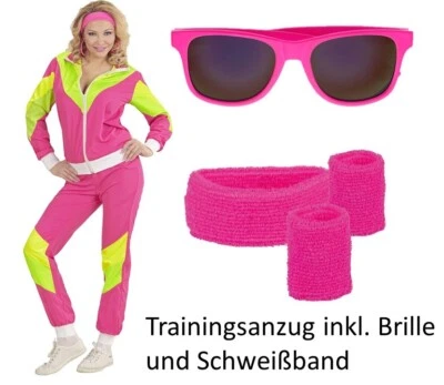 Unisex Kostüm 80er Jahre Trainingsanzug Gr. S- 3XL mit Brille + Schweißbänder - Bild 1 von 4