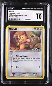 Pokémon Ex Delta Species 2005 estampado reverso holo maullido #77 CGC GEMA COMO NUEVO 10 - Imagen 1 de 2