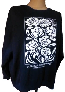 Primark Damen Sweat Shirt Gr. 50/52 Blau-Weiß Blumen - Bild 1 von 2