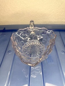 Vintage Glass Fostoria American Triangle Nappy Dish with Handle - Picture 1 of 9