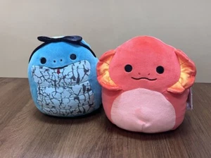 Squishmallows NWt New 8” Frilled Lizard Maxie Plush Red 7” Amity Snake Set - Picture 1 of 3