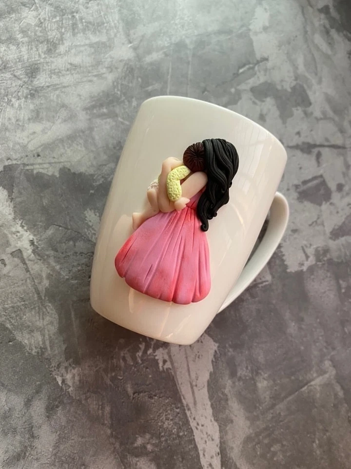 Regalo Día de la Madre, Taza Mamá, Taza Personalizada, Taza Decoración Mamá y Bebé Polímero Foto 1 de 1