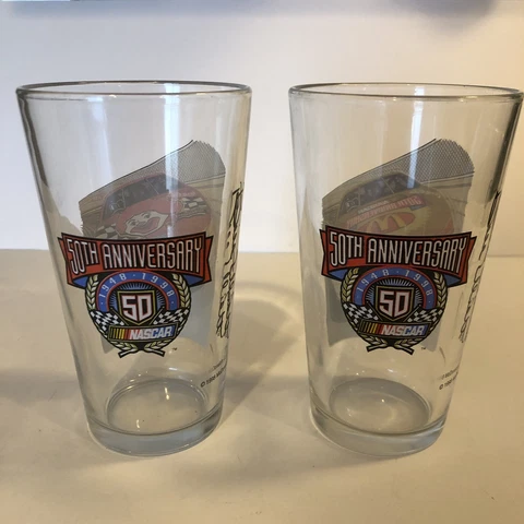Nascar 50th Anniversary Glass- Bill Elliot- Mcdonalds Promotion 1998 Rare & Mint Cover