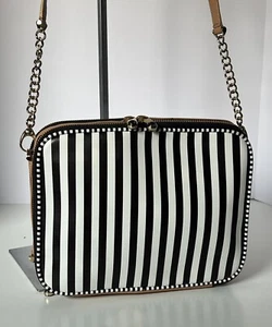 Henri Bendel Centennial Stripe Double Zip iPad Case Strap Clutch Crossbody. - Picture 1 of 14
