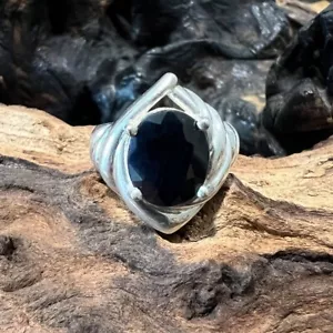 Vintage Clyde Duneier Large Oval Blue Sapphire Ring Size 6.5 Sterling Silver CID - Picture 1 of 13