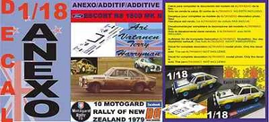 ANEXO DECAL 1/18 FORD ESCORT RS 1800 MK II ROTHMANS A.VATANEN R NEW ZEALAND (04) - Picture 1 of 1